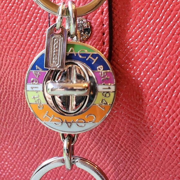 Coach Authentic 1941 Multicolor Stripe Turnlock 2-n-1 Valet Keychain NWOT - Picture 1 of 9